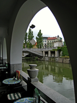 From the Ribca restaurant, behind the arches
