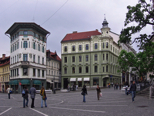 Looking across the square from the poet's monument to the Hauptmann and Seunig Houses