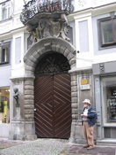 Schwiger House door and tourist